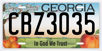 GA license plate CBZ3035