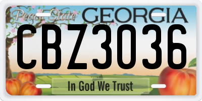 GA license plate CBZ3036