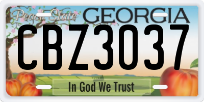 GA license plate CBZ3037