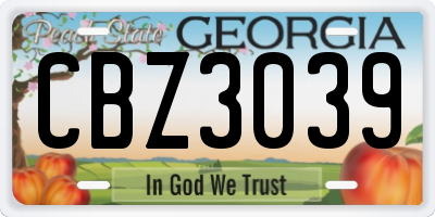GA license plate CBZ3039