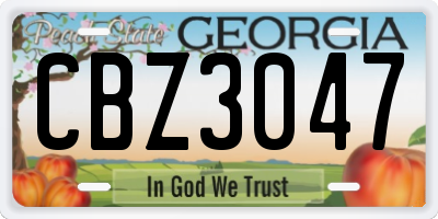 GA license plate CBZ3047