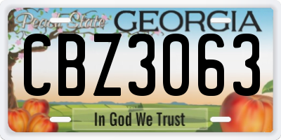 GA license plate CBZ3063