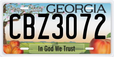 GA license plate CBZ3072