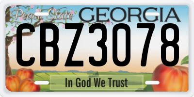 GA license plate CBZ3078