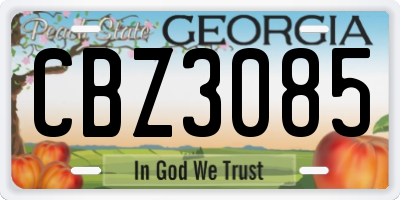 GA license plate CBZ3085