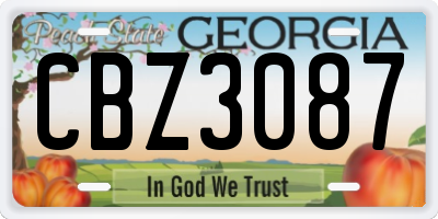 GA license plate CBZ3087