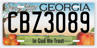 GA license plate CBZ3089