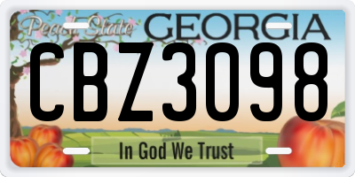GA license plate CBZ3098