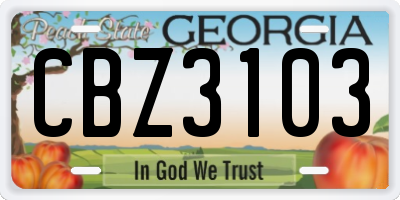 GA license plate CBZ3103
