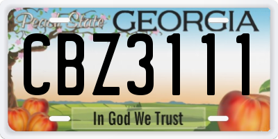 GA license plate CBZ3111