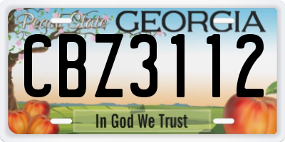 GA license plate CBZ3112