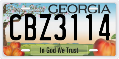 GA license plate CBZ3114