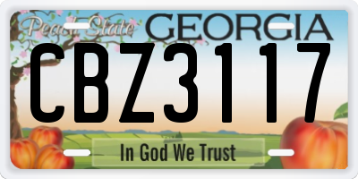 GA license plate CBZ3117