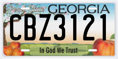 GA license plate CBZ3121