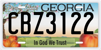 GA license plate CBZ3122