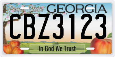 GA license plate CBZ3123