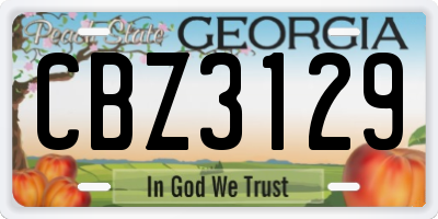 GA license plate CBZ3129