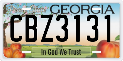 GA license plate CBZ3131