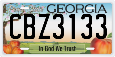 GA license plate CBZ3133