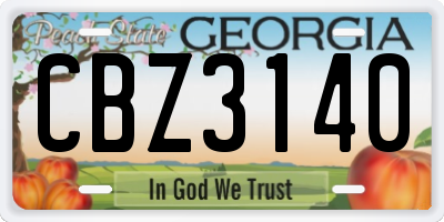GA license plate CBZ3140