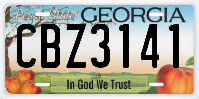 GA license plate CBZ3141