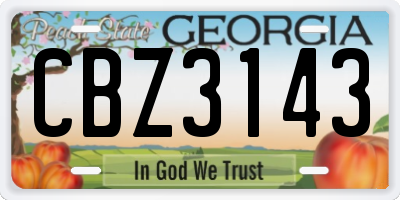GA license plate CBZ3143