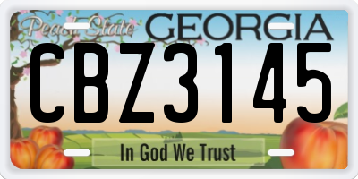GA license plate CBZ3145