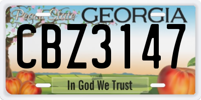 GA license plate CBZ3147