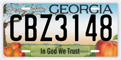 GA license plate CBZ3148