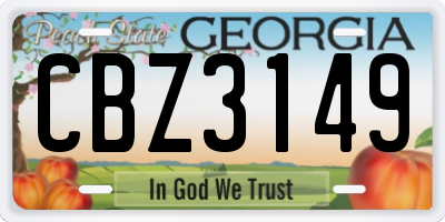 GA license plate CBZ3149