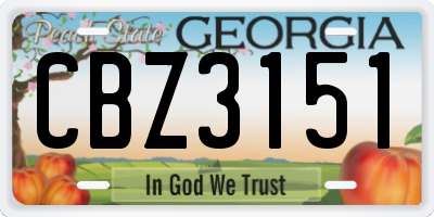 GA license plate CBZ3151
