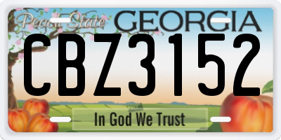 GA license plate CBZ3152