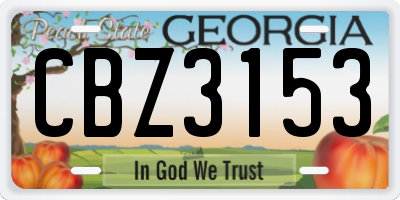 GA license plate CBZ3153