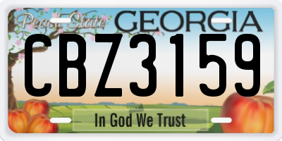 GA license plate CBZ3159