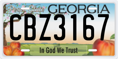 GA license plate CBZ3167