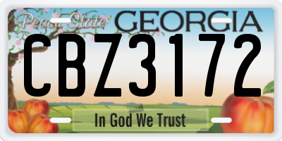GA license plate CBZ3172