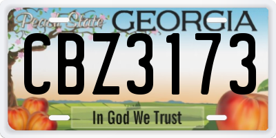 GA license plate CBZ3173