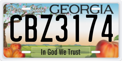 GA license plate CBZ3174
