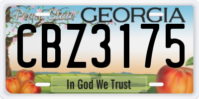 GA license plate CBZ3175