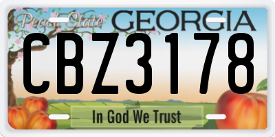 GA license plate CBZ3178