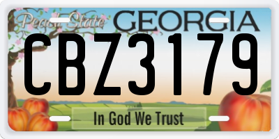 GA license plate CBZ3179