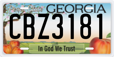 GA license plate CBZ3181