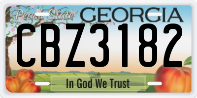 GA license plate CBZ3182