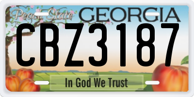GA license plate CBZ3187