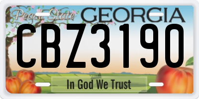 GA license plate CBZ3190