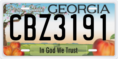GA license plate CBZ3191