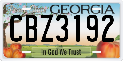GA license plate CBZ3192