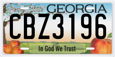 GA license plate CBZ3196