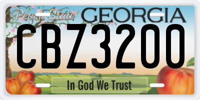 GA license plate CBZ3200