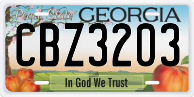 GA license plate CBZ3203